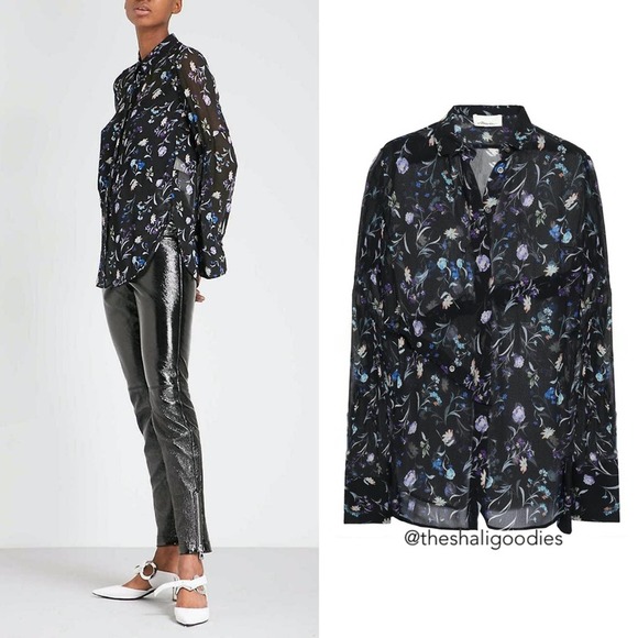 3.1 PHILLIP LIM Floral Silk Chiffon Shirt Top - Picture 5 of 10